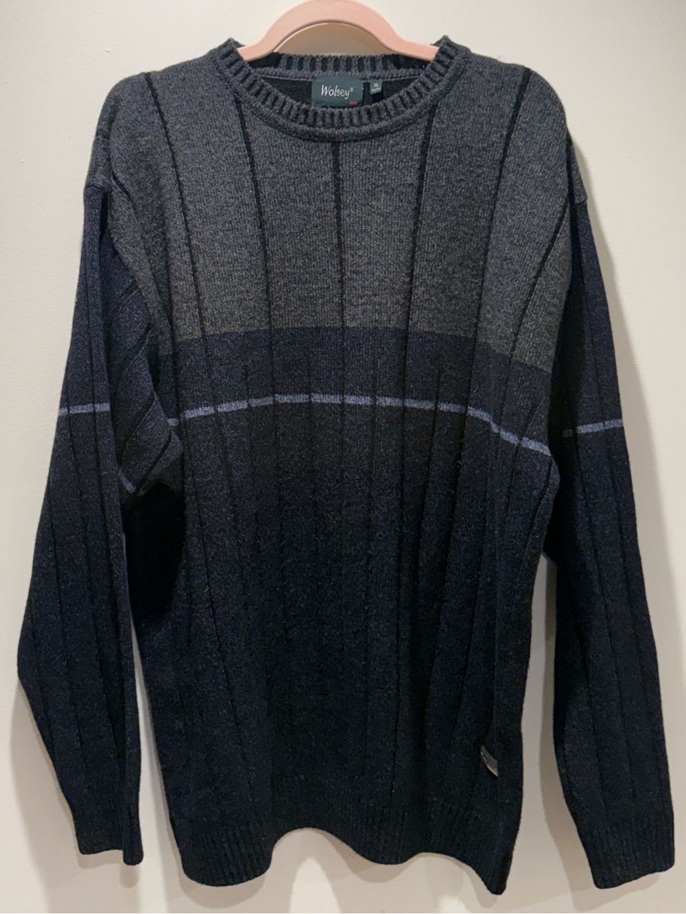 Wolsey Color Block Lambswool Crewneck XL Like New